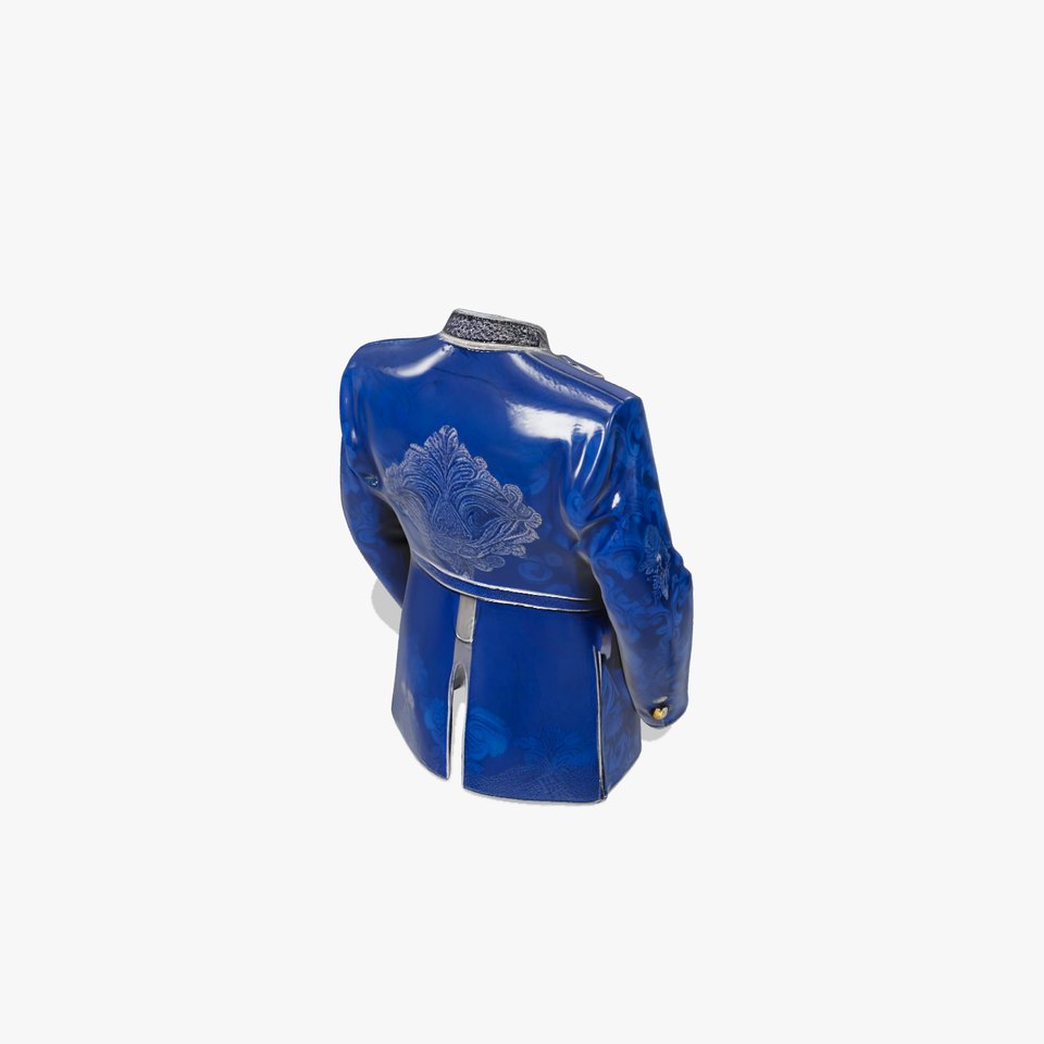 Royal Blue Brocade Jacket model pack